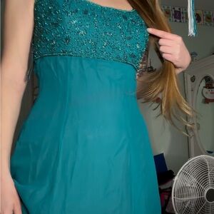 Elegant Teal Beaded Dress